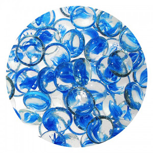Декоративные камни , прозрачные/голубые 90 шт